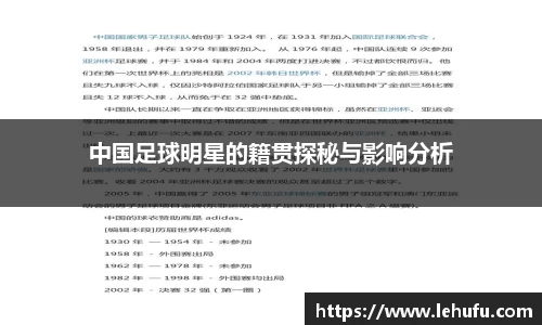中国足球明星的籍贯探秘与影响分析